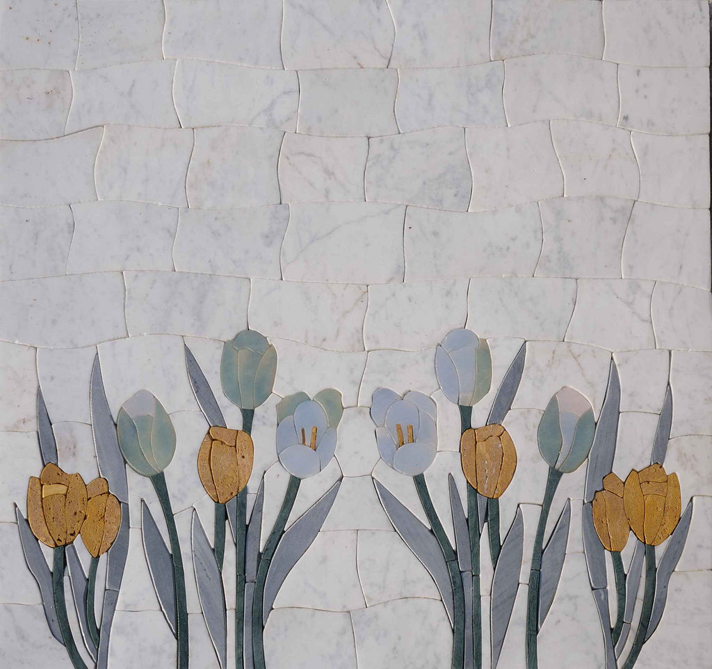 Obra de mosaico - Mosaico de tulipanes
