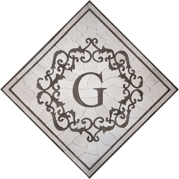 Acento quadrado em mosaico - letra "G"