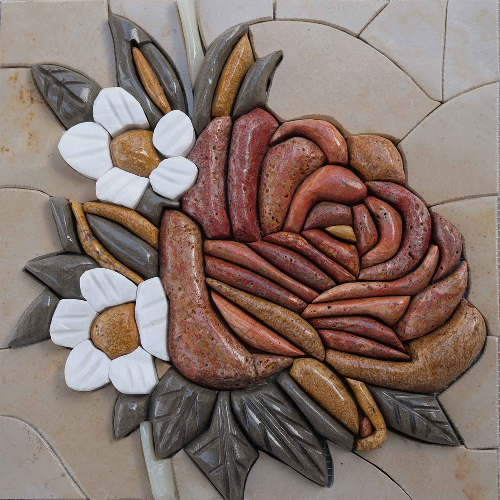 Rosa rústica - Flores de mosaico de pétalos