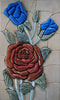 Mosaico floral - flores vermelhas e azuis