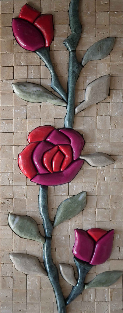 Mosaïque Florale - Rose Rouge