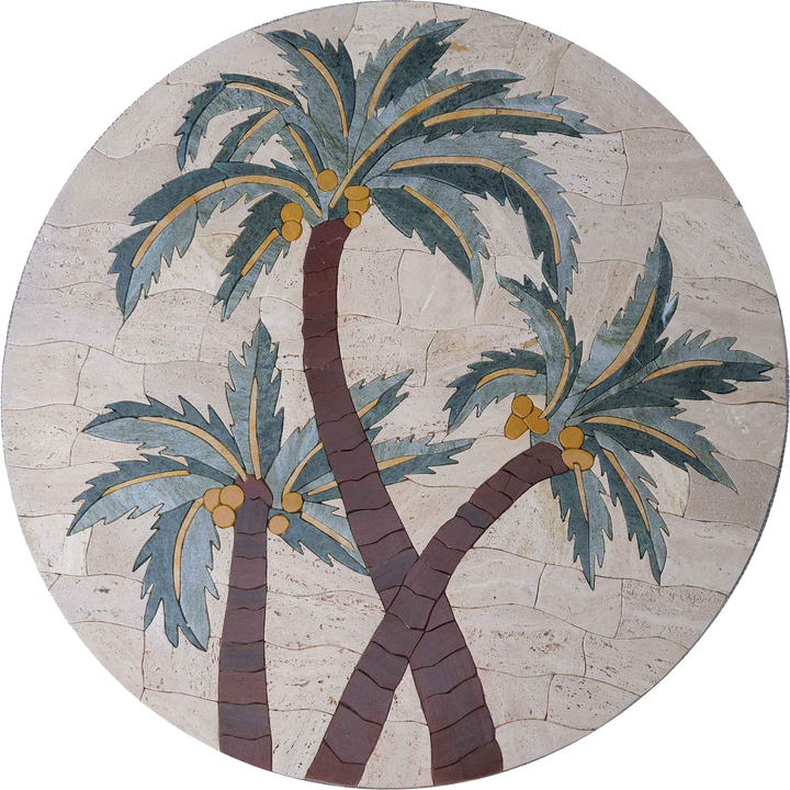Palm Trees Petal Mosaic Medallion | Mozaico
