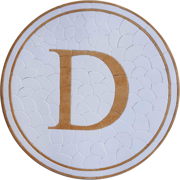 D Mosaic Initial With Pebbles Mosaic Background - Mosaic Medallion - Mesh Backing