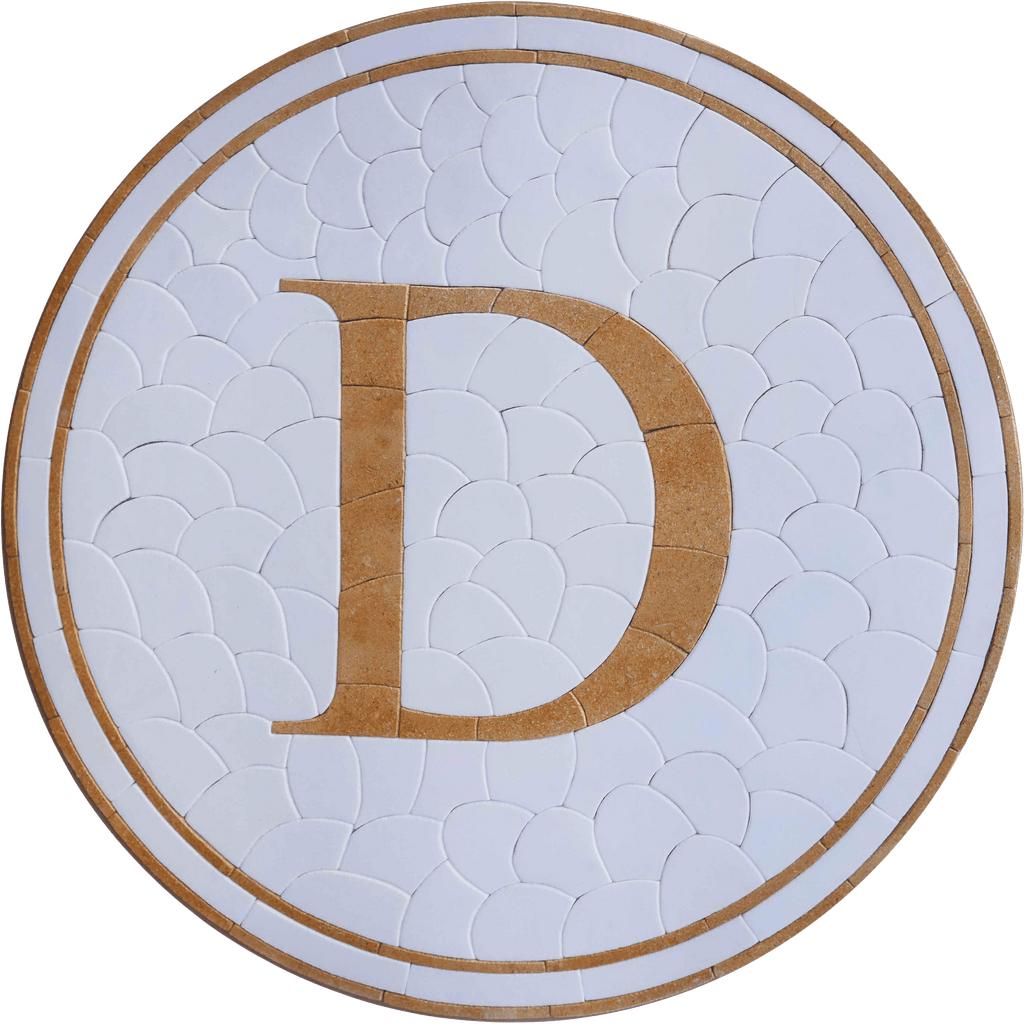 D Iniziale Mosaico Con Sfondo Mosaico Ciottoli - Medaglione Mosaico