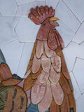 Portrait de coq en mosaïque de pétales - Carreau de mosaïque en forme de pétale 3D