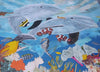 Mosaïque de pétales de dauphins et de poissons - Carreau de mosaïque en forme de pétale 3D
