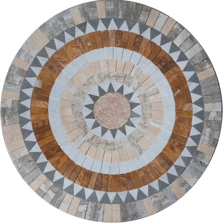 Medaglione a mosaico con petali di saluto al sole