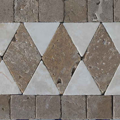 Diamond Pattern Mosaic Border - Marble Tile Trim - Mesh Backing
