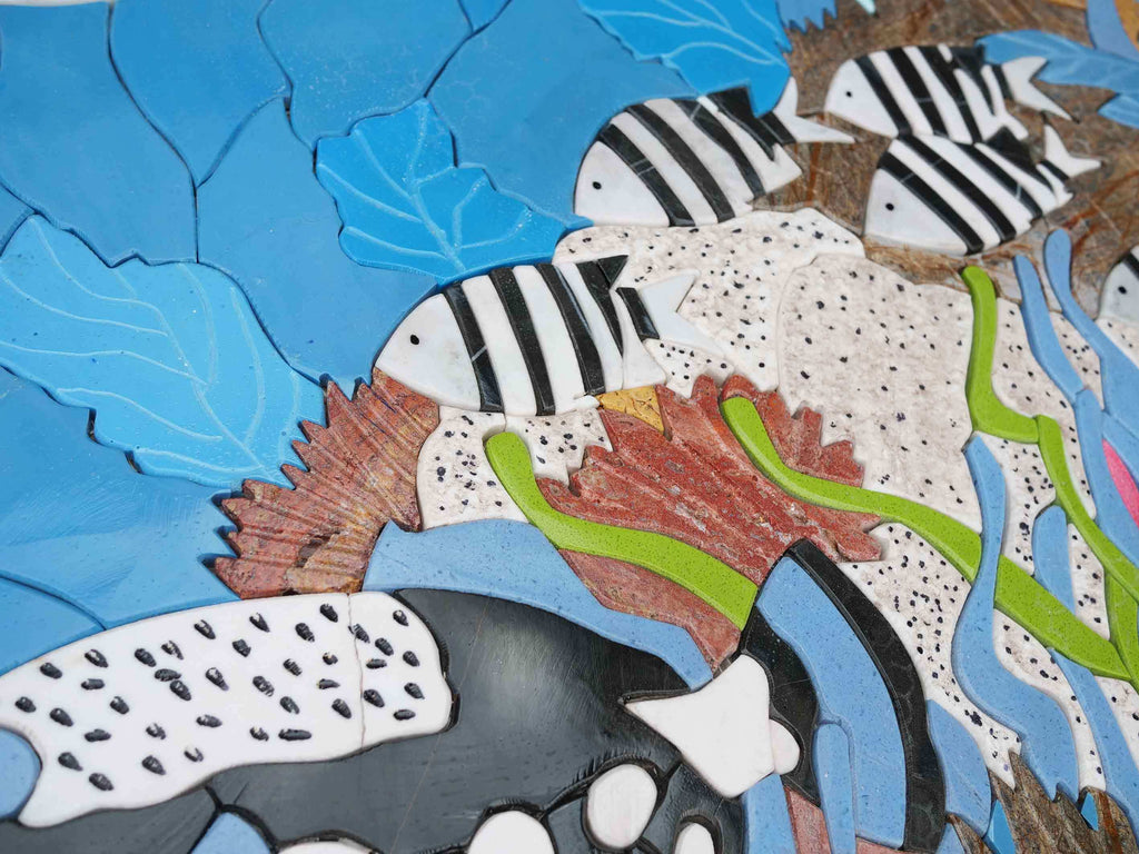Mosaic Ocean Scene - Fish Art &amp; Marine Life Decor