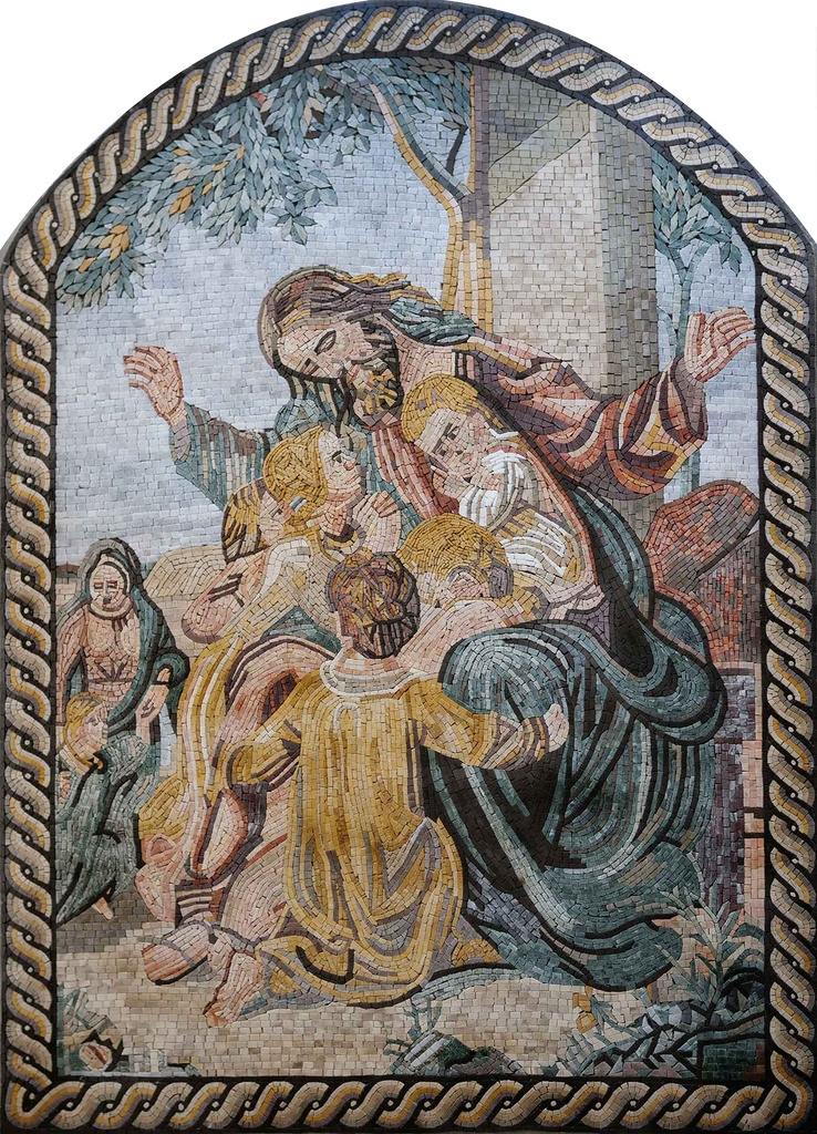 Religious Mosaic Art Jesus with the children