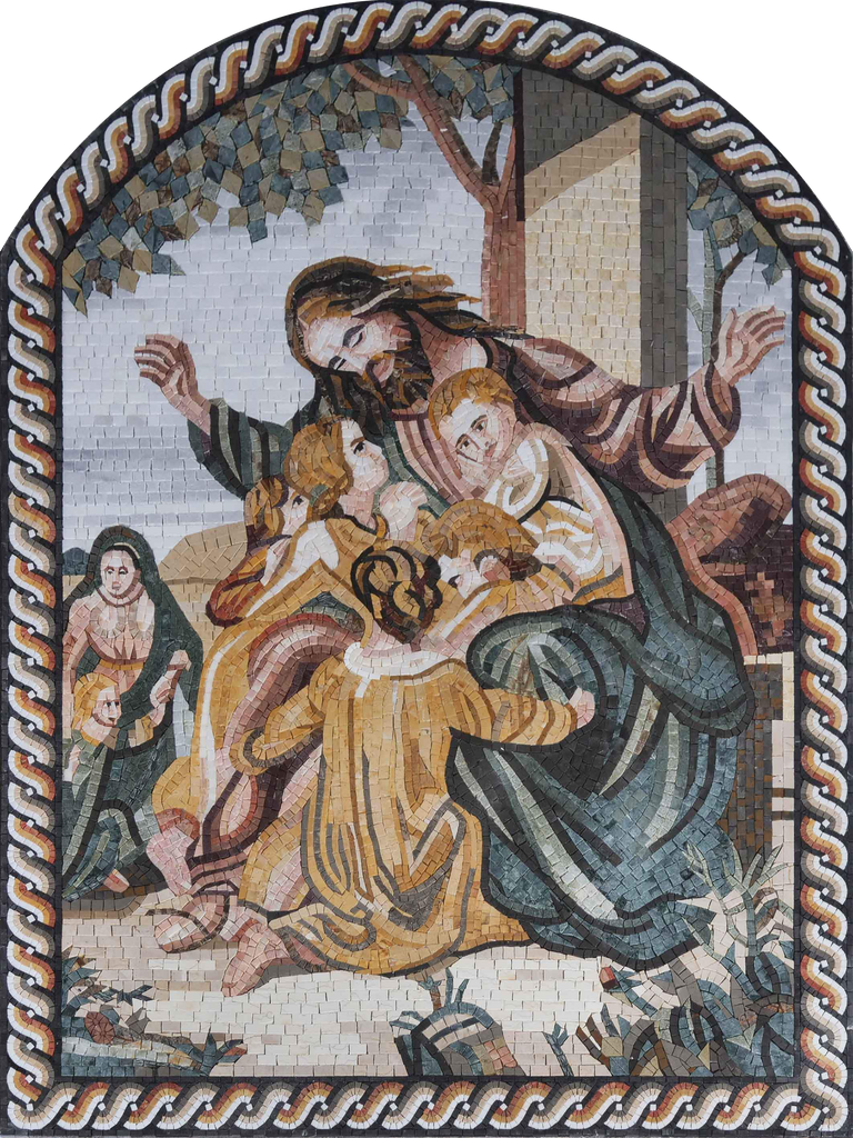 Religiöse Mosaikkunst - Jesus mit den Kindern