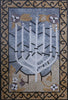 Símbolo judaico de mosaico de mármore menorá
