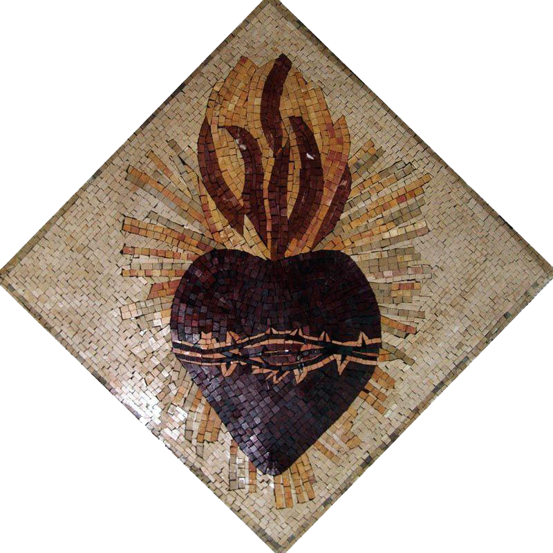 Mural em mosaico de mármore do Sagrado Coração