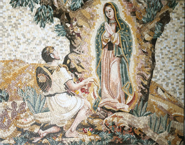 Our Lady Guadalupe - Mosaic Home Interiors Handcrafted Religious Art - Mesh Backing