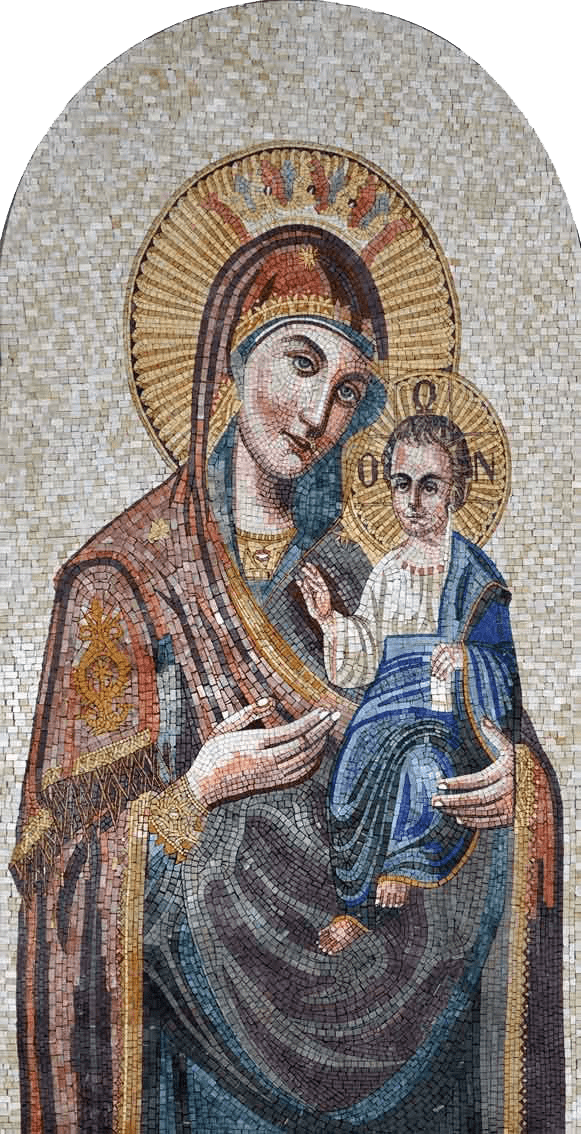 Jesus And Mary Icon - Mosaic Tile Art - Mesh Backing