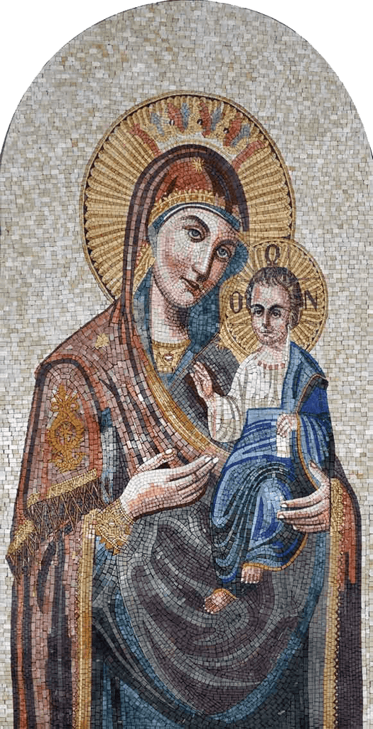 Ícone de mosaico de Jesus e Maria