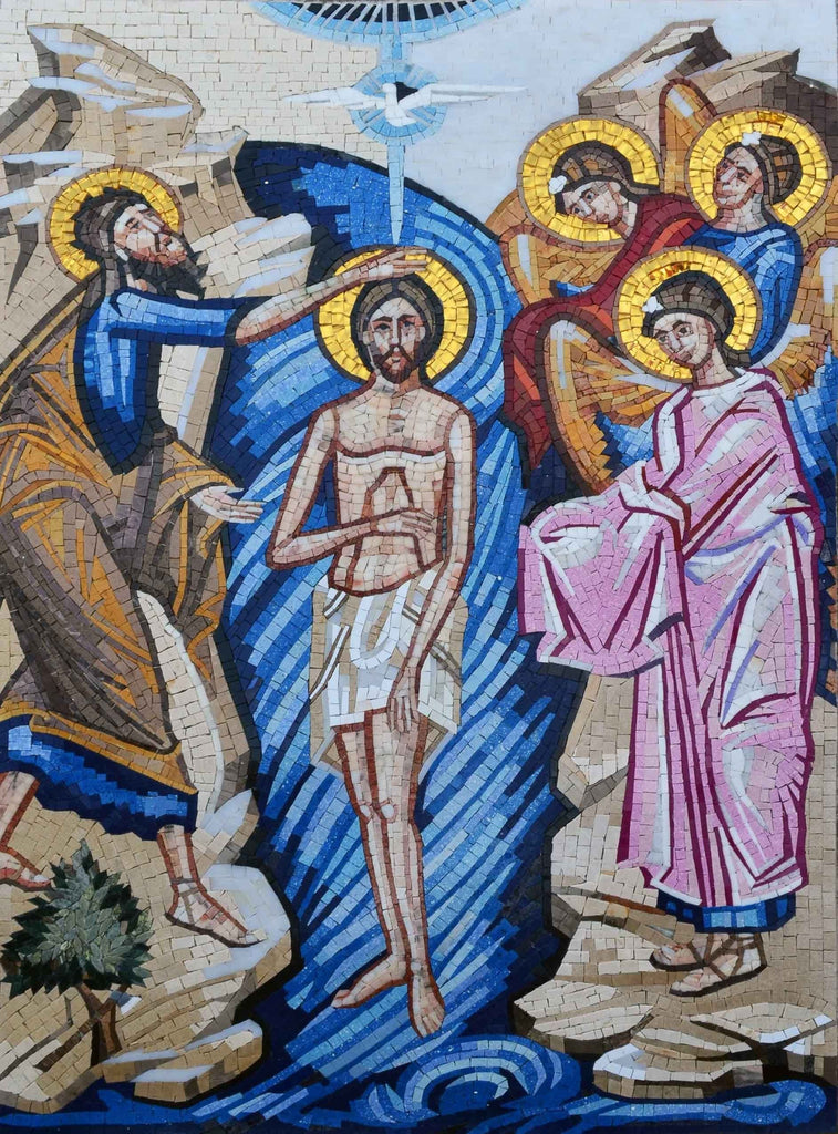 Icônes de mosaïque modernes - Battesimo di Cristo