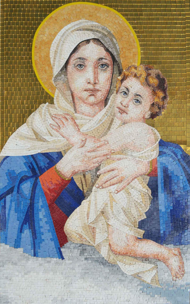 Vierge Marie et Jésus - Art de la mosaïque religieuse