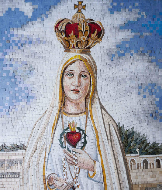 Holy Santa Maria In White - Religious Mosaic Wall Art