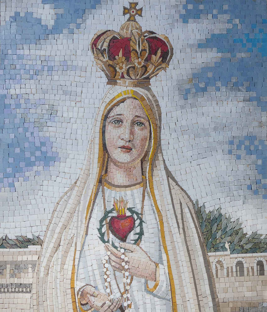 Holy Santa Maria In White - Religious Mosaic Wall Art