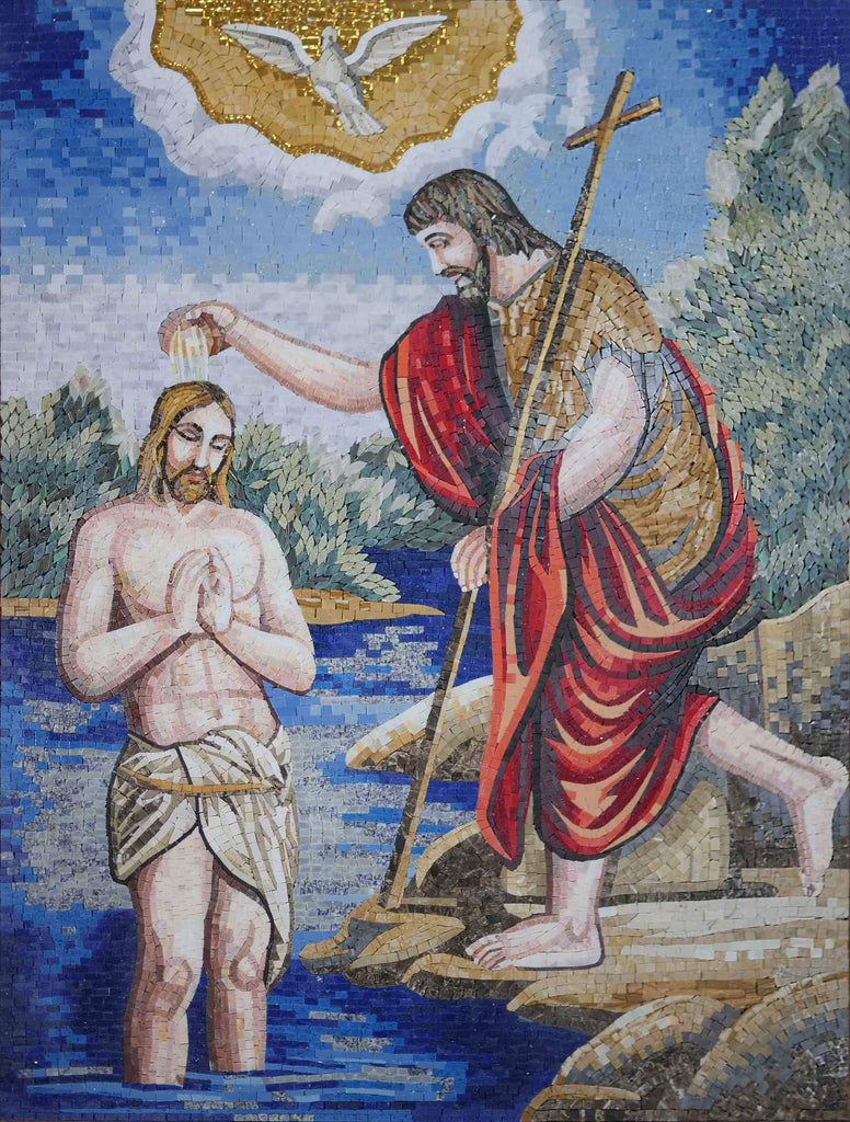 Reproduction mosaïque religieuse - Baptême de Jésus