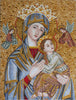Mural de mosaico ortodoxo ruso Virgen María y Jesús
