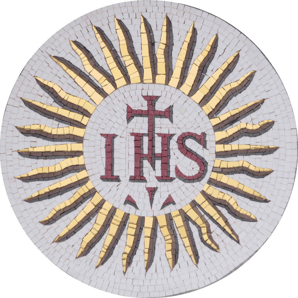 Medallón de mosaico IHS Jesus Christogram
