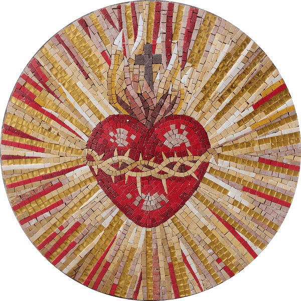 Crucification of the Heart of Christ Mosaic Mural | Handcrafted Luxury Art