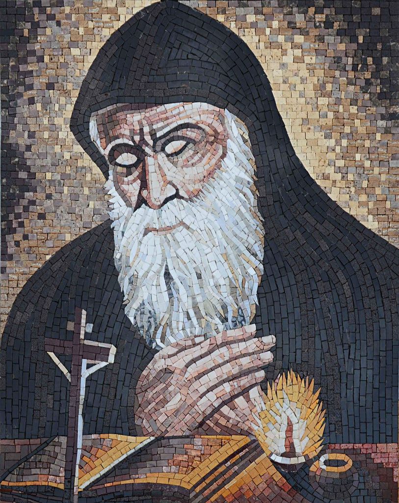 Religious Mosaic Art - Portrait Of Saint Charbel