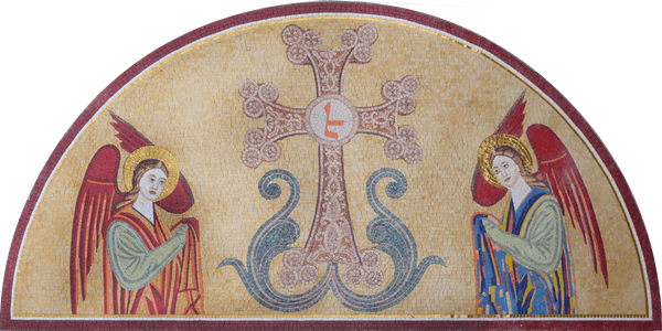 Angelic Cross Pattern - Powder Room Backsplash Mosaic Religious Art - Mesh Backing