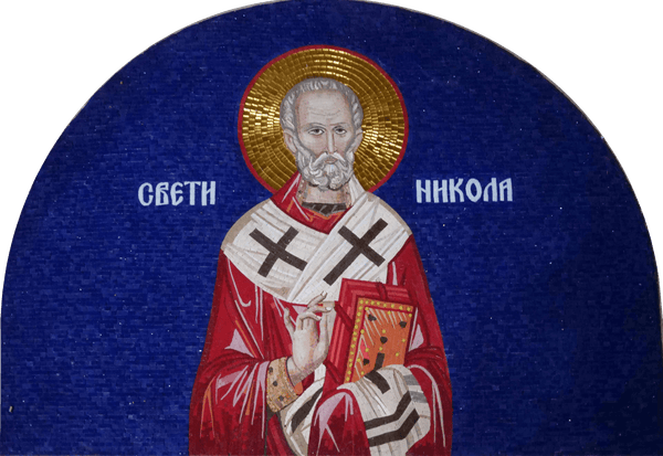 Saint Nicholas Figure - Mosaic Paintings Religious Design - Mesh Backing