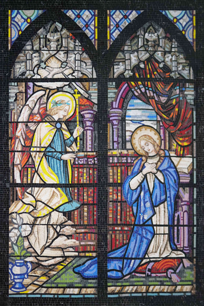 Anunciação de Maria - Arte em Mosaico Religioso Personalizado