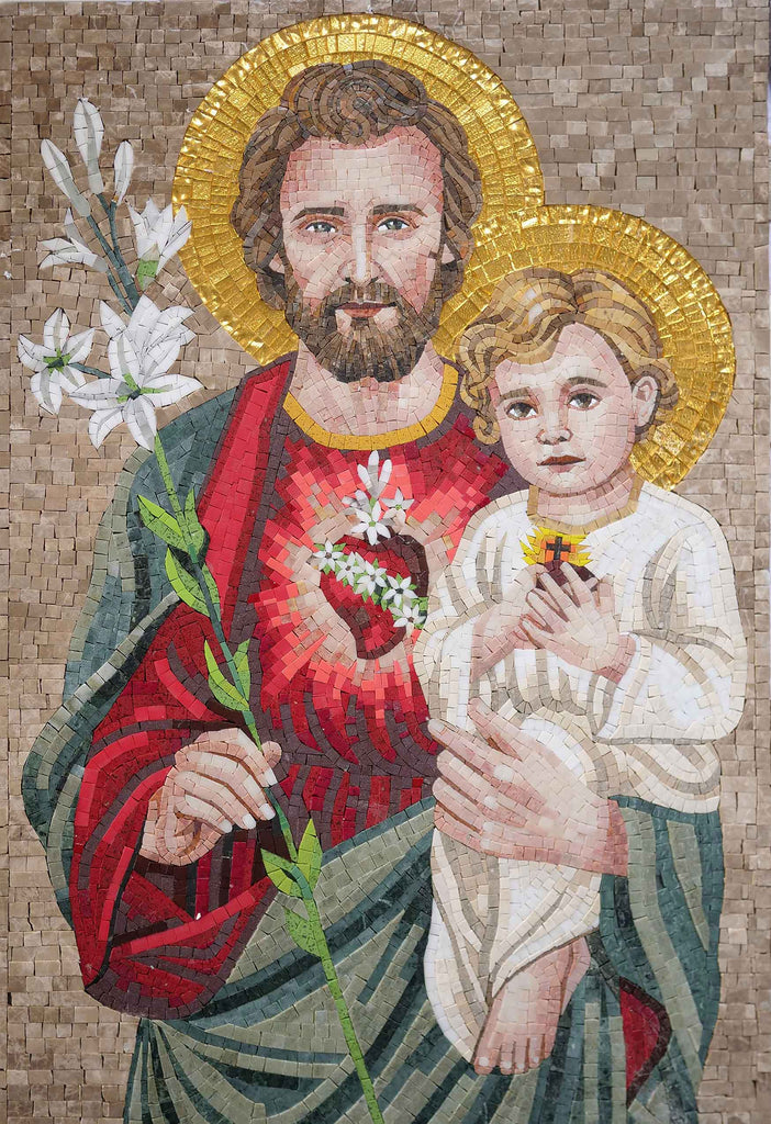 Mosaic Wall Art - St. Joseph & Baby Jesus