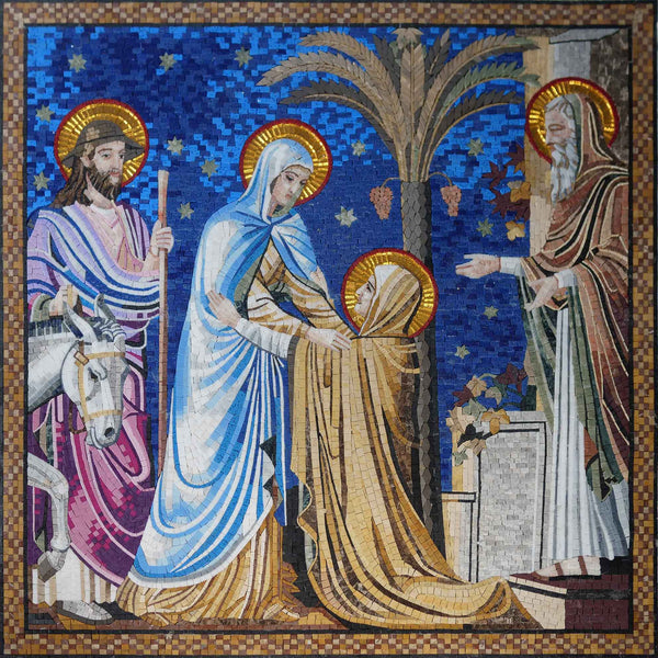 The Visitation Scene - Glass Mosaic Wall Art Outdoor Artwork - Mesh Backing