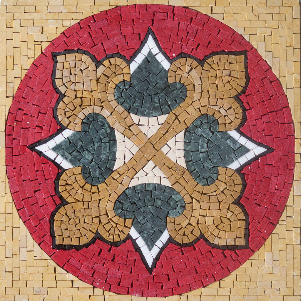 Mosaico geométrico de cruz de flores