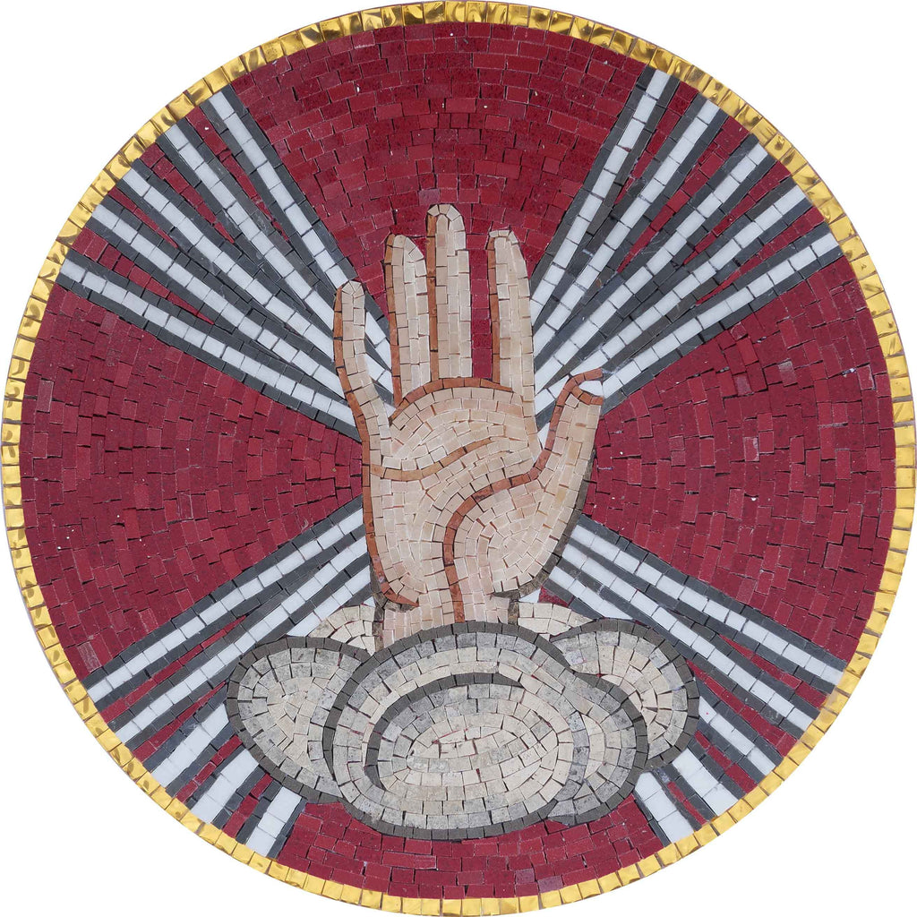 Medallón de mosaico de la mano divina