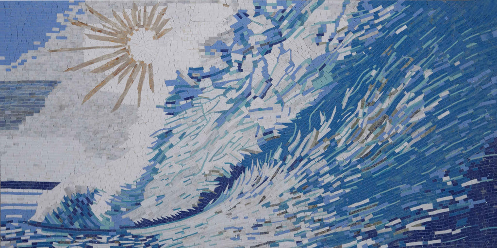 Abstract Mosaic Art Of Ocean And Waves