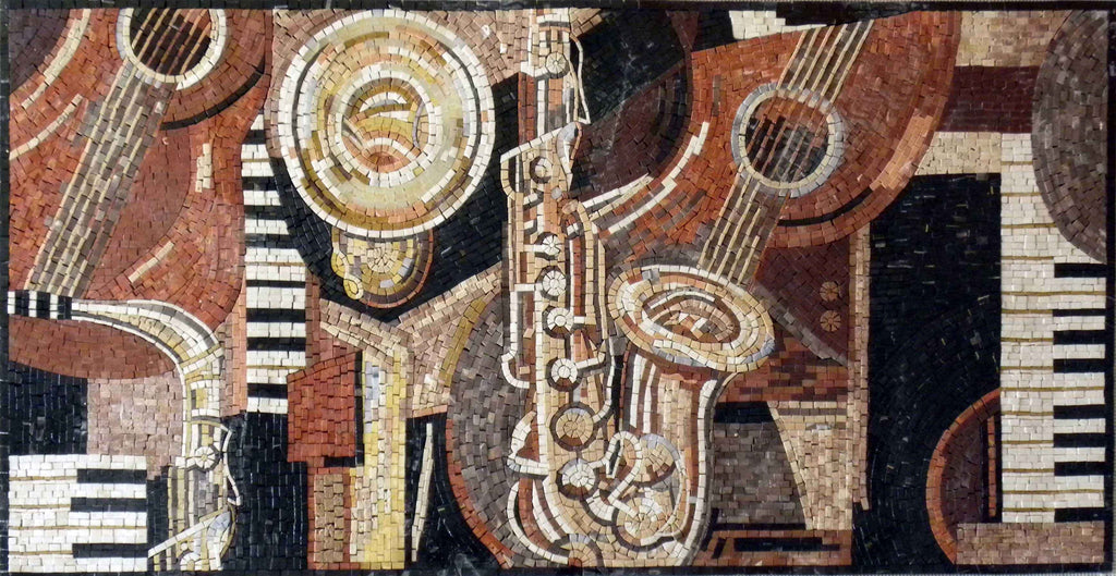 O poder da música I - arte abstrata em mosaico para parede