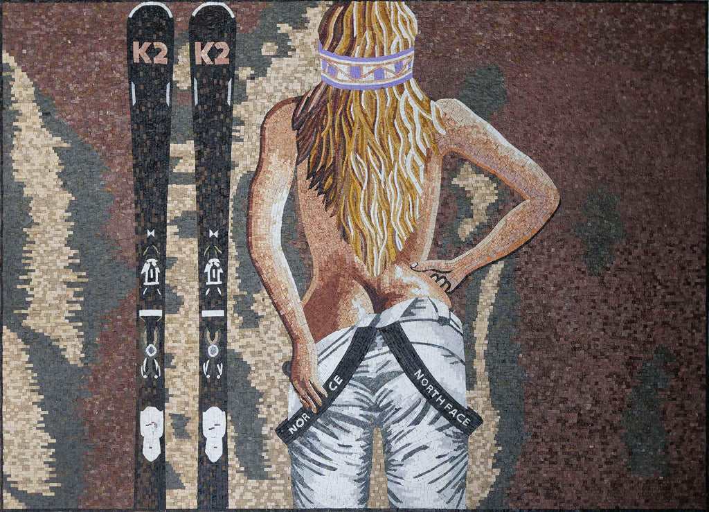 Esquiador rubio seductor - Arte mosaico
