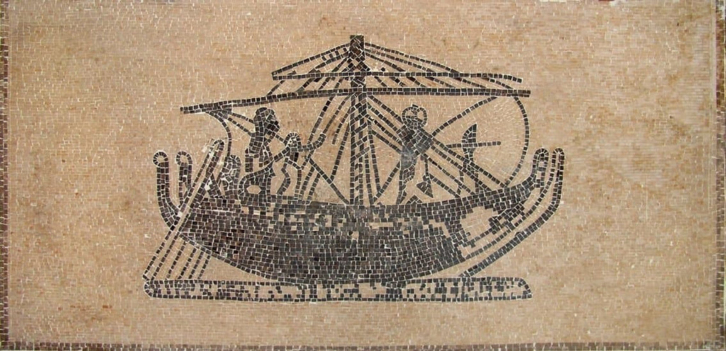 Финикийский корабль в мраморной мозаике