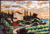 Mural de mosaico toscano com cena natural de vinhedo