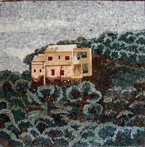 Mosaico de la casa en una colina