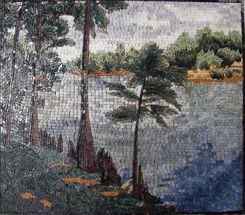 River Scene Mosaic Mural
