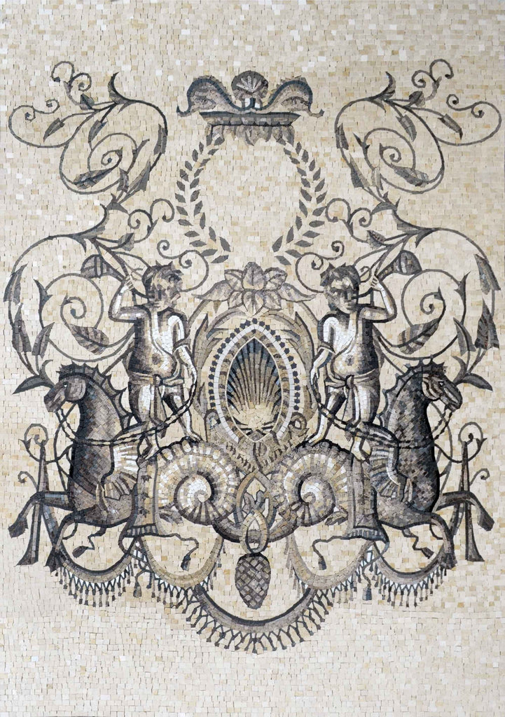 Diseños de mosaicos - Versace. Caballito de mar barroco