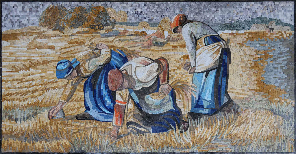 Riproduzione d'arte del mosaico The Gleaners di Jean-Francois Millet