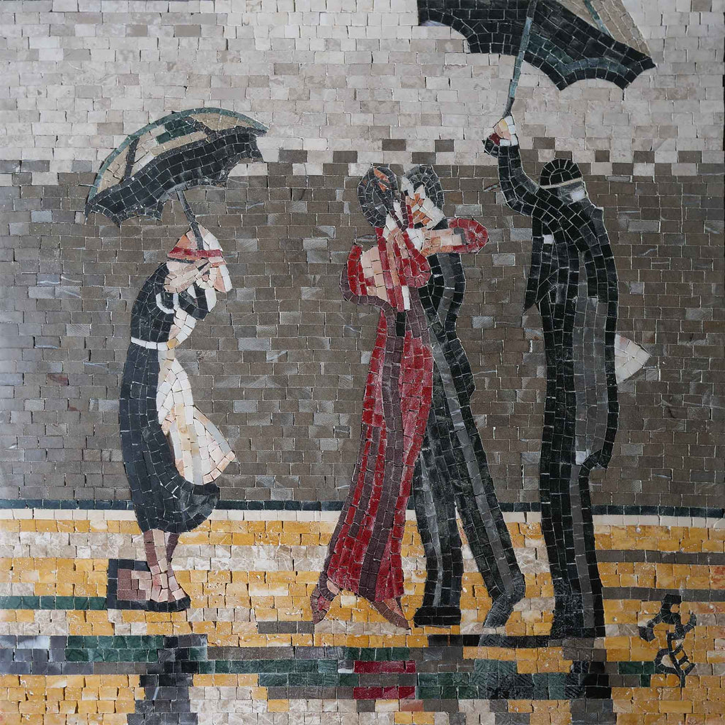 Oeuvre de mosaïque - "Le majordome chantant" par Jack Vettriano