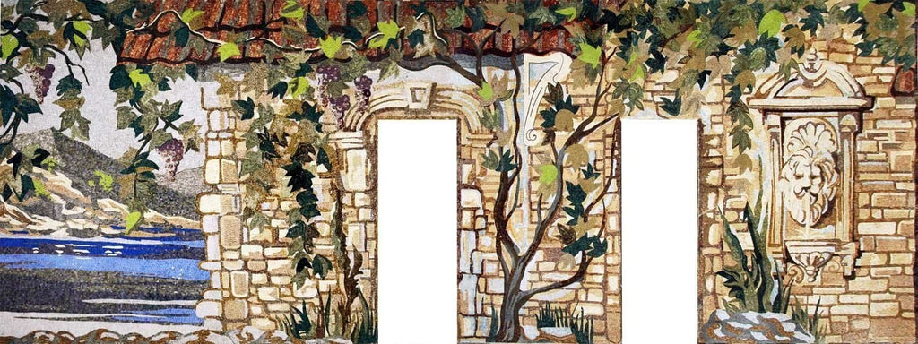 Mural de mosaico de mármore obra-prima