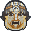 Murale del mosaico della maschera del dio maya