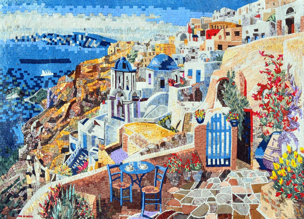Мозаика ручной работы - остров Санторини в Эгейском море