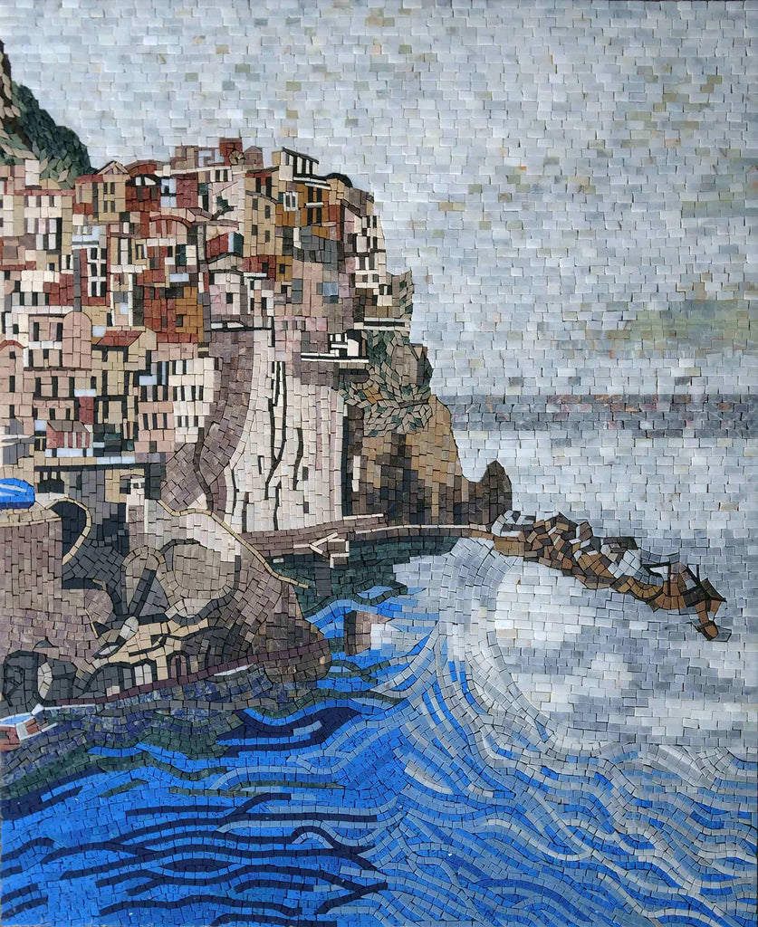 Paysage en mosaïque - Ville sur falaise